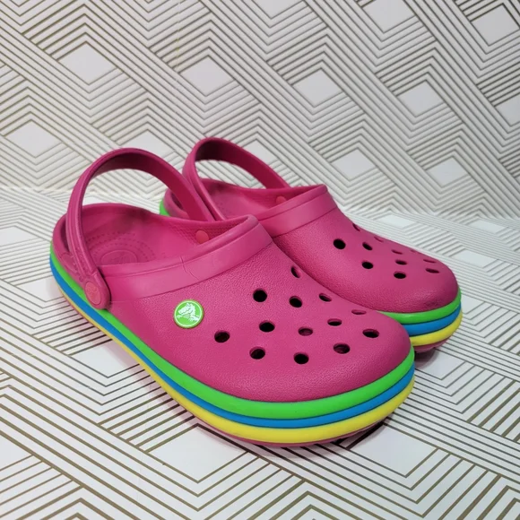 CROCS | Shoes | Crocs Ciabatta Paradise Pink Rainbow Band  display picture 3